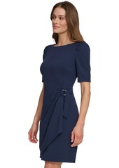 Dkny Women's Puff-Sleeve Scuba Crepe Sheath Dress - Iris Blue