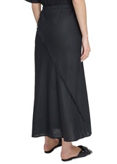 Dkny Women's Pull-On Fringe-Trim Linen Skirt - Black