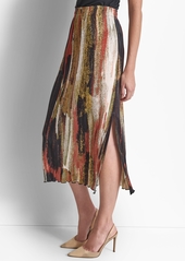 Dkny Women's Pull-On Printed Plissee Skirt - Paint Stro