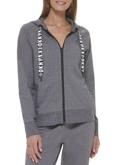 DKNY Women's Logo Drawstring Zip Up Hoodie Activewear Sweatshirt