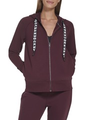 DKNY Women's Logo Drawstring Zip Up Hoodie Activewear Sweatshirt