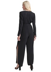 Dkny Women's Rhinestone-Striped Split-Leg Jumpsuit - Black