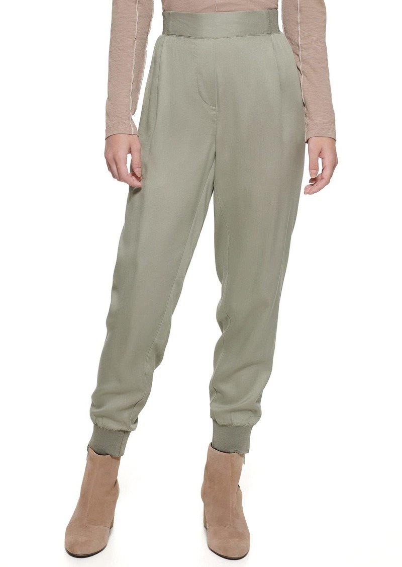 DKNY Women's Ribbed Ankle Cuff Easy Pull-on Sportswear Pant