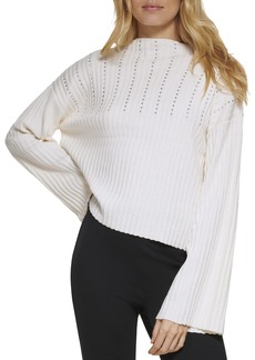 DKNY Women's Ribbed Bell Studded Sweater