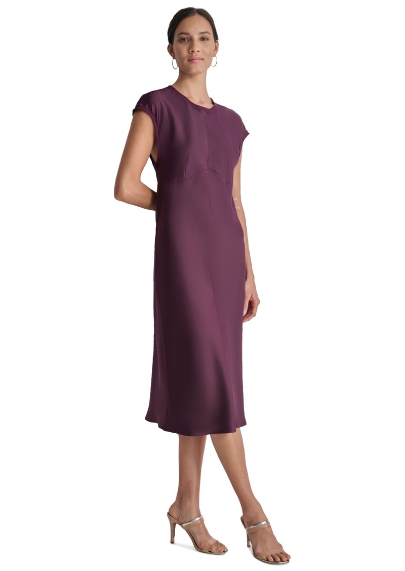 Dkny Women's Round-Neck Cap-Sleeve Midi Sheath Dress - Raisin