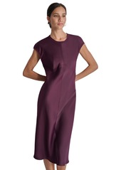 Dkny Women's Round-Neck Cap-Sleeve Midi Sheath Dress - Raisin