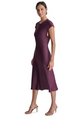 Dkny Women's Round-Neck Cap-Sleeve Midi Sheath Dress - Raisin