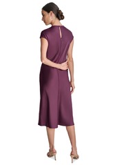 Dkny Women's Round-Neck Cap-Sleeve Midi Sheath Dress - Raisin