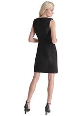 Dkny Women's Round-Neck Sleeveless Drape-Front Dress - Black