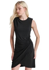 Dkny Women's Round-Neck Sleeveless Drape-Front Dress - Black