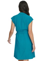 Dkny Women's Ruched A-Line Shirtdress - Gulf Blue