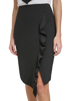 Dkny Women's Ruffled Asymmetrical Pencil Skirt - Black