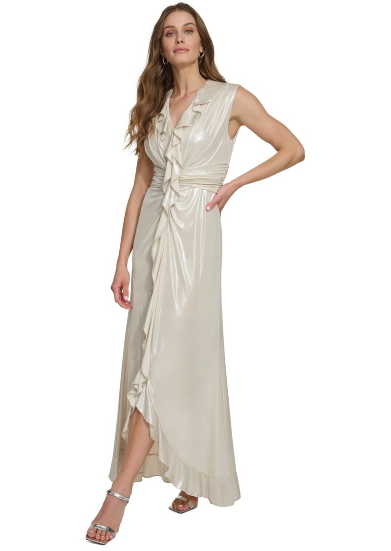 Dkny Women's Ruffled High-Low Gown - Eggshell