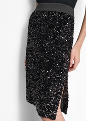 Dkny Women's Sequined Side-Slit Pencil Skirt - Black