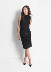 Dkny Women's Sequined Side-Slit Pencil Skirt - Black