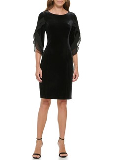 DKNY Women's Sheath with 3/4 Chiffon Sleeve Dress