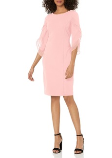 DKNY Women's Sheath with 3/4 Chiffon Sleeve Dress