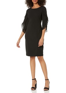 DKNY Women's Sheath with 3/ Chiffon Sleeve Dress  Large