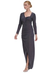 Dkny Women's Shimmer Asymmetric-Neck Side-Ruched Gown - Navy/Silver