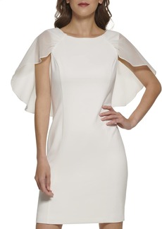 DKNY Women's Short Sleeve Combo Cape Dress