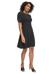 Dkny Women's Short-Sleeve Fit & Flare Dress - Black