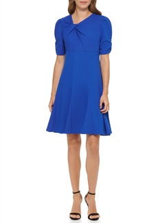 DKNY Women's Short Sleeve Fit and Flare with Godet Skirt