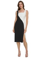 Dkny Women's Sleeveless Colorblocked Sheath Dress - Black/Cream
