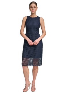 Dkny Women's Sleeveless Grid Lace Sheath Dress - Navy