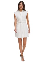 Dkny Women's Sleeveless Pleated Dress - Cream