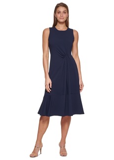 Dkny Women's Sleeveless Ruched-Front Dress - Navy
