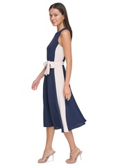 Dkny Women's Sleeveless Tie-Waist A-Line Dress - Navy/White