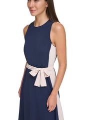 Dkny Women's Sleeveless Tie-Waist A-Line Dress - Navy/White