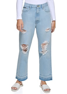 DKNY Women's Slim Straight Crop Jeans PL WH W/DS
