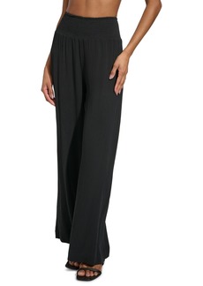 Dkny Women's Smocked-Waist Cover-Up Pull-On Pants - Black