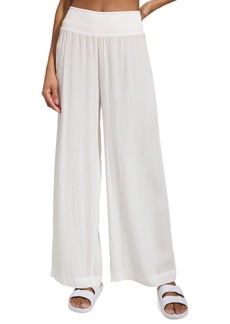 Dkny Women's Smocked-Waist Cover-Up Pull-On Pants - Soft White