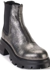 DKNY Women's Smooth Metallic Leather Boot Combat DK GUNMETA