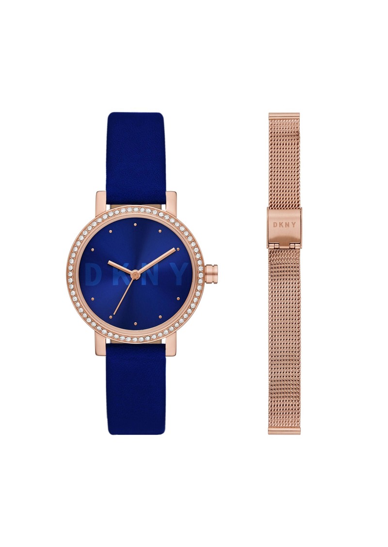 DKNY Women's Soho Three-Hand, Rose Gold-Tone Stainless Steel Watch and Strap Set