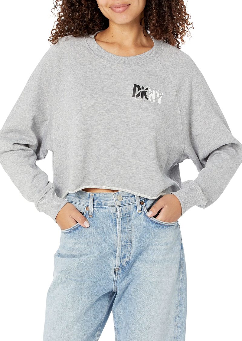 DKNY Women's Chest Logo Cropped Pullover