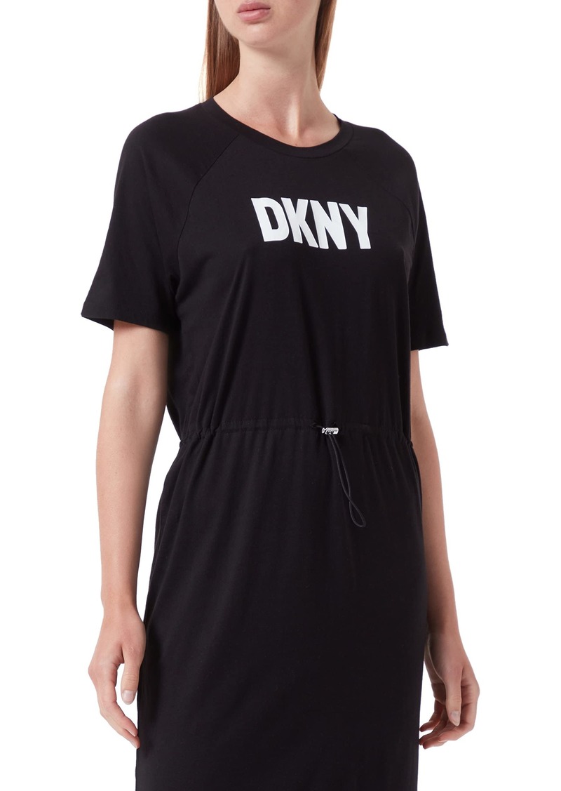 DKNY Women's S/S Logo Drawstring Waist Dress  M