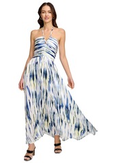 Dkny Women's Strappy Printed Maxi Dress - White/Inky Blue Multi