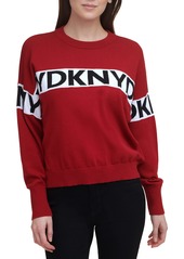 DKNY Women's Stripe Cotton Logo Sweater