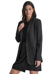 Dkny Women's Striped One Button Blazer - Blk/parchm