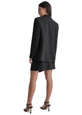 Dkny Women's Striped One Button Blazer - Blk/parchm