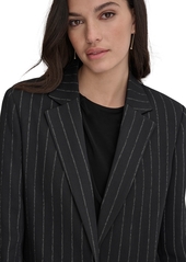 Dkny Women's Striped One Button Blazer - Blk/parchm