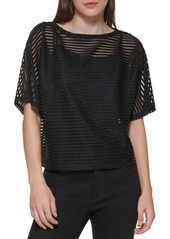 DKNY Women's Striped Short-Sleeve Easy Top
