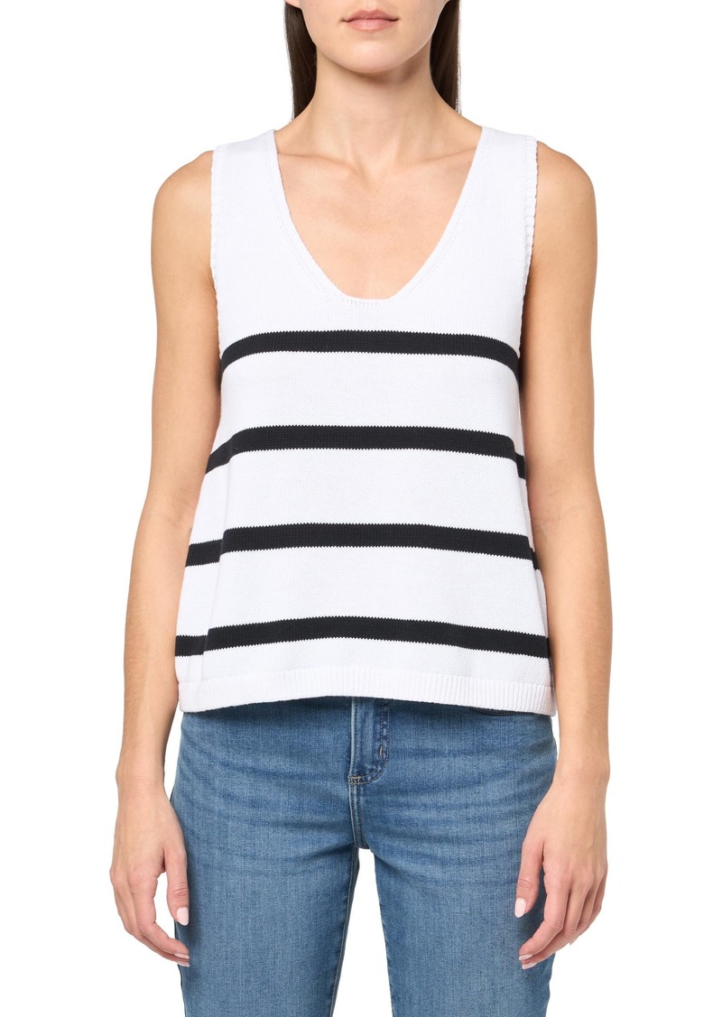 DKNY Women's Striped Sleeveless Jeans Sweater