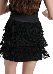 Dkny Women's Studded Fringe Mini Skirt - Black