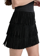 Dkny Women's Studded Fringe Mini Skirt - Black