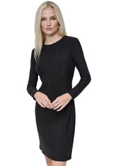 Dkny Women's Studded Long-Sleeve Sheath Dress - Black