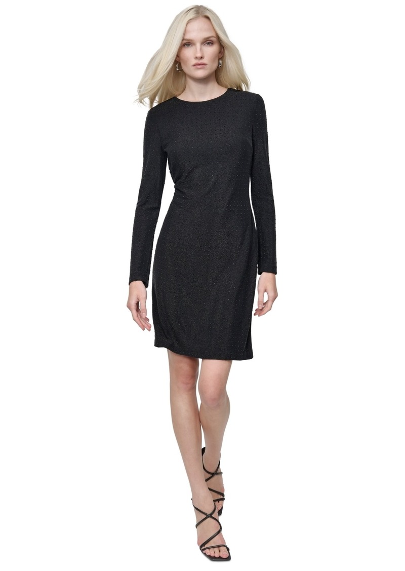 Dkny Women's Studded Long-Sleeve Sheath Dress - Black